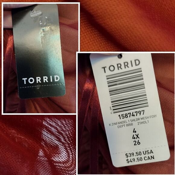 NWT TORRID One Shoulder Cutout Top in Red Black Plus Size 4X - Picture 5 of 7